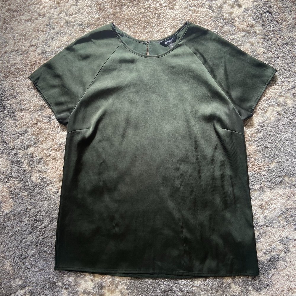 Hunter Green Satin Blouse